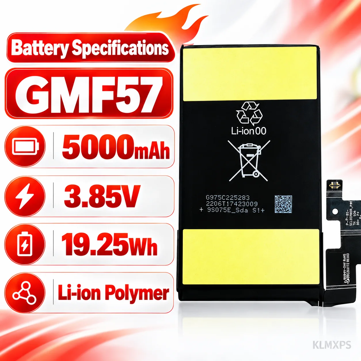 5000mAh GMF57 Replacement Battery for Google Pixel 7 Pro Li Polymer Battery High Capacity Cell Repair Kit Included