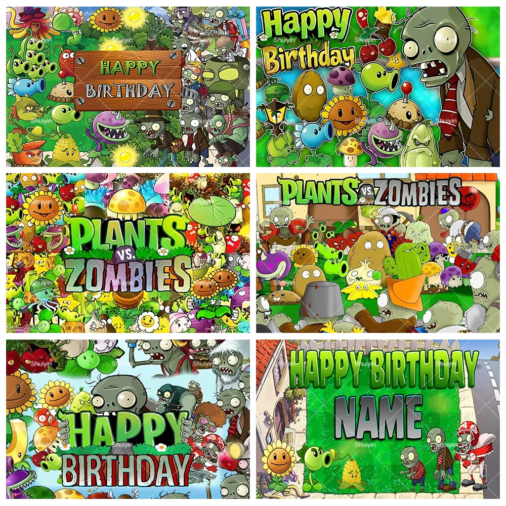 

Game Plants &vs. Z-Zombies Theme Background Children's Birthday Decoration Banner Party Supplies Photo Shoot Backdrop Kids Gifts