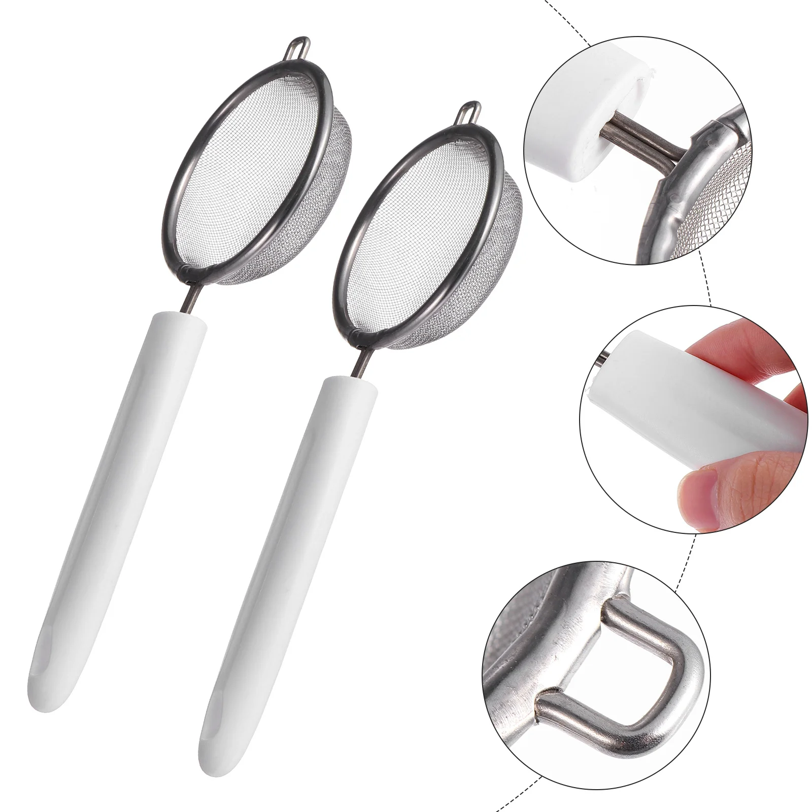 

2Pcs Flour Sifter Stainless Steel Baking Sifting Tools Handheld Kitchen Sieve for Cake Cookie Bread Powder Sugar Strainer