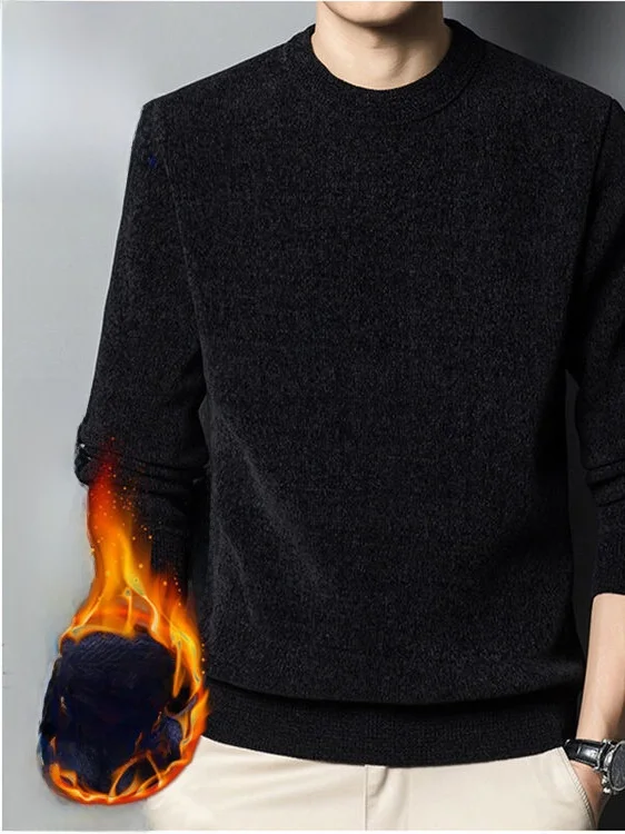 

Thiened Fce Long Sve вязаный свитер для мужчин среднего возраста и ли, теплое нижнее белье Base irt, зимняя внутренняя одежда