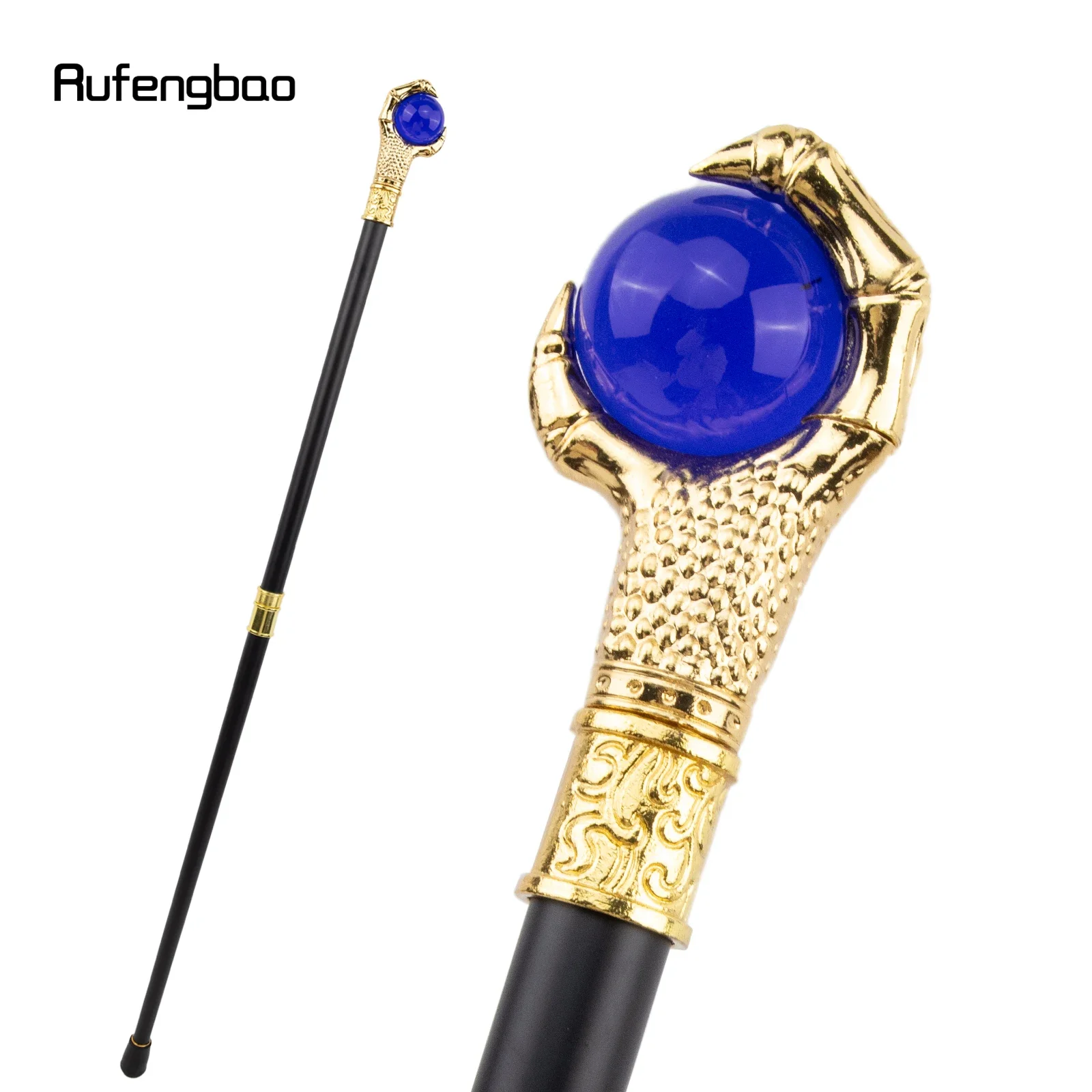 

Dragon Claw Grasp Blue Glass Ball Cane Fashion Decorative Walking Stick Cosplay Cane Knob Crosier 93cm Performance Stage Cane