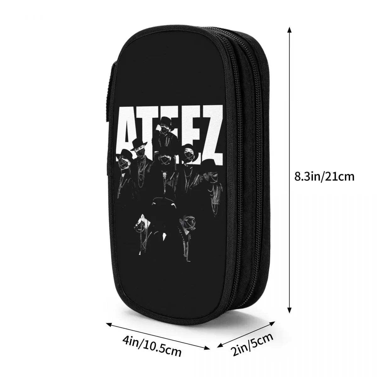 Kpop Ateez Pencil Case Music Vintage Girls Boys Retro Pencil Box Custom DIY School Pencil Cases Supplies Gift Idea