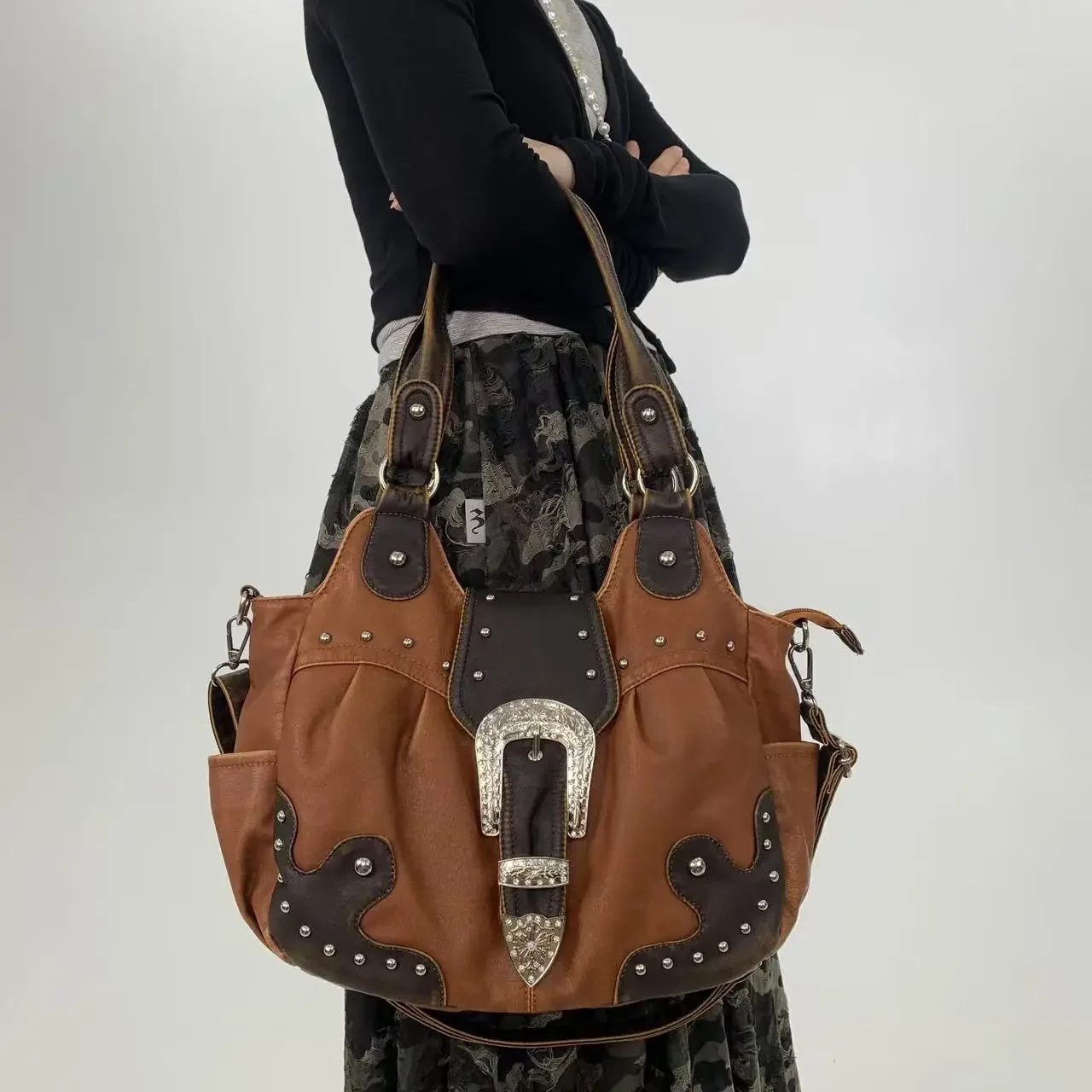 حقيبة كتف عصرية للسيدات Y2K ميلينيوم سبايسي جيرل ذات سعة كبيرة وحقيبة حمل للدراجات النارية #4