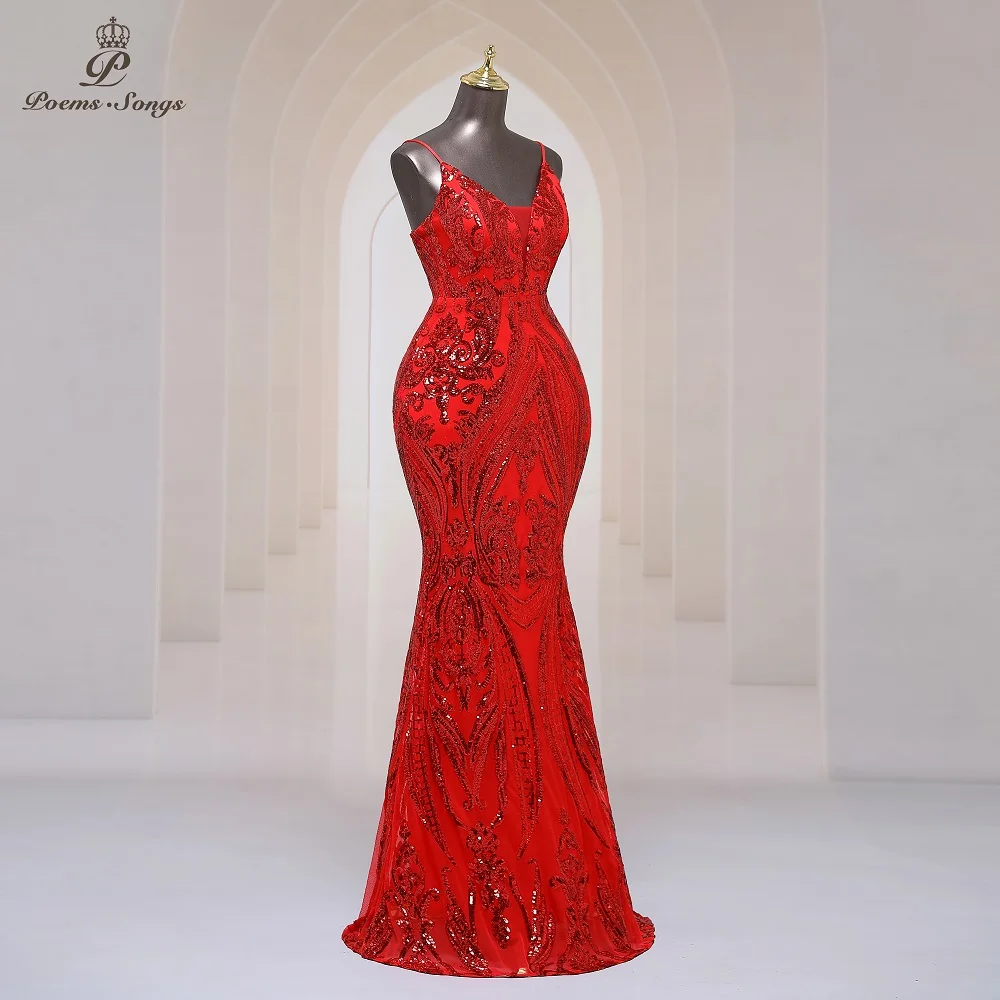 Sexy Deep-V neck red Mermaid Evening Dresses Prom Gowns Maxi dress formal occasion dresses party dresses prom dress 2023