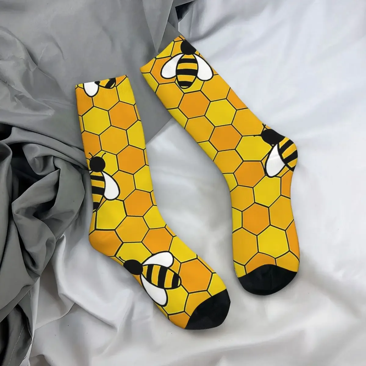 Honey Bees Socks Harajuku Sweat Absorbing Stockings All Season Long Socks Accessories for Unisex Birthday Present