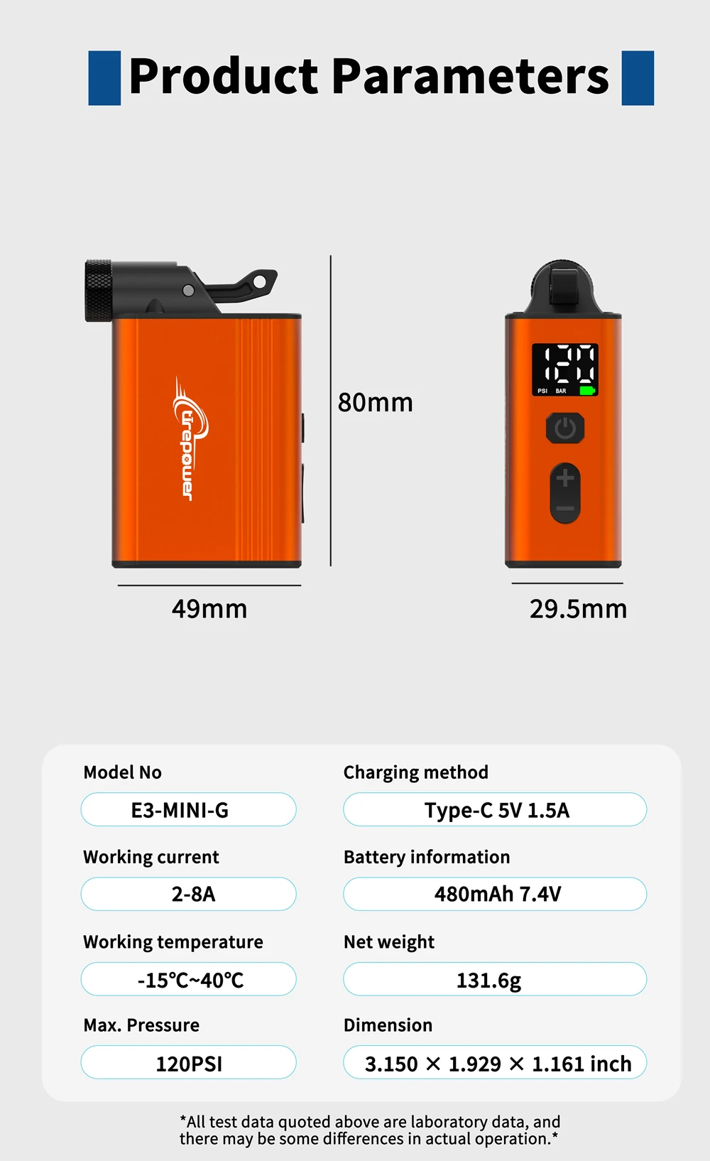 120 PSI Tragbare Elektrische Luftpumpe mit Anpassbarer Reifendruckanzeige für MTB und Rennräder mit Schrader- und Presta-Ventil – Detail 12