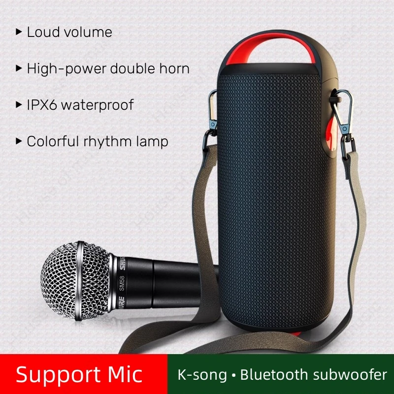 

High-power Bluetooth Speakers K-song Audio High Volume Portable Outdoor Waterproof Card Subwoofer with Microphone Caixa De Som