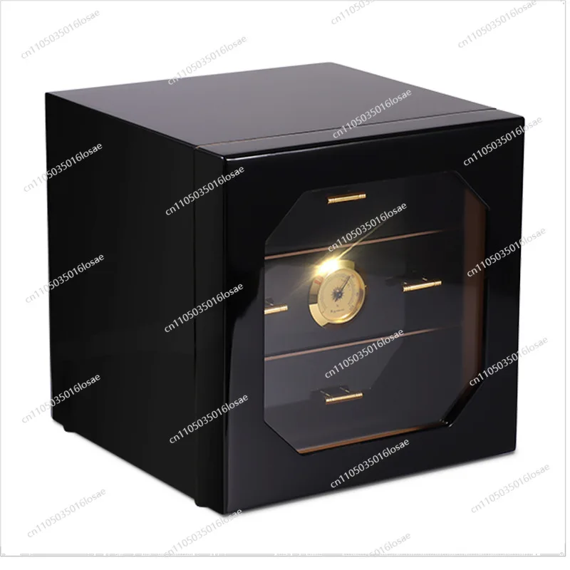 For Black Highlight Piano Lacquer Cigar Box Cabinet Cedar Wood  Box Moisturizer Cabinet