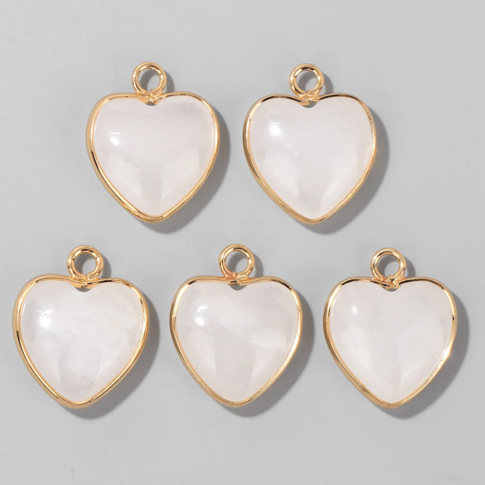 Cute Heart Shape Stone Pendant Natural Gem Charm