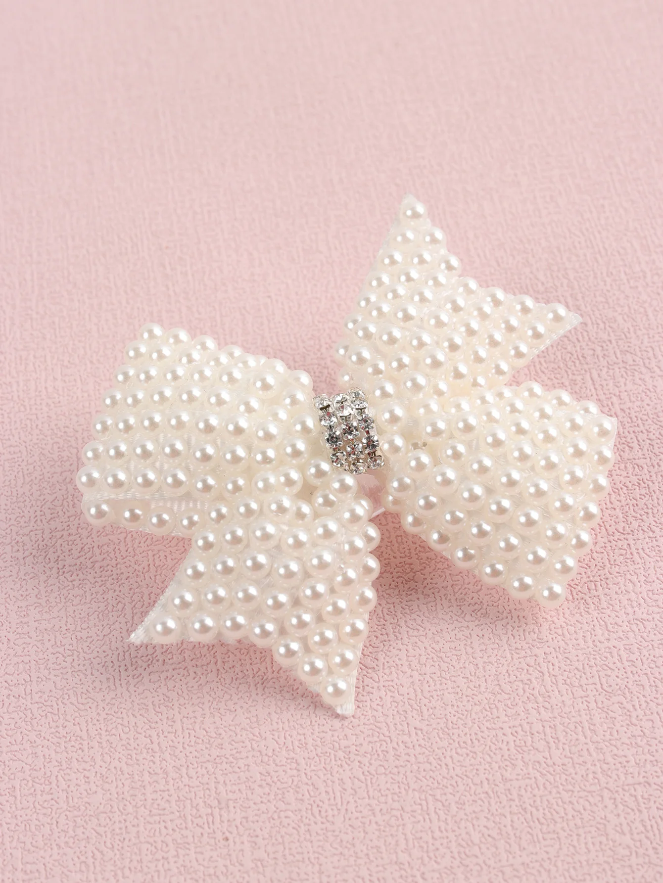 New White Pearl Hair Bow With Hair Clips For Girls Glitter Rhinestone Center Bows Hairpins Children Boutique Hair Accessories