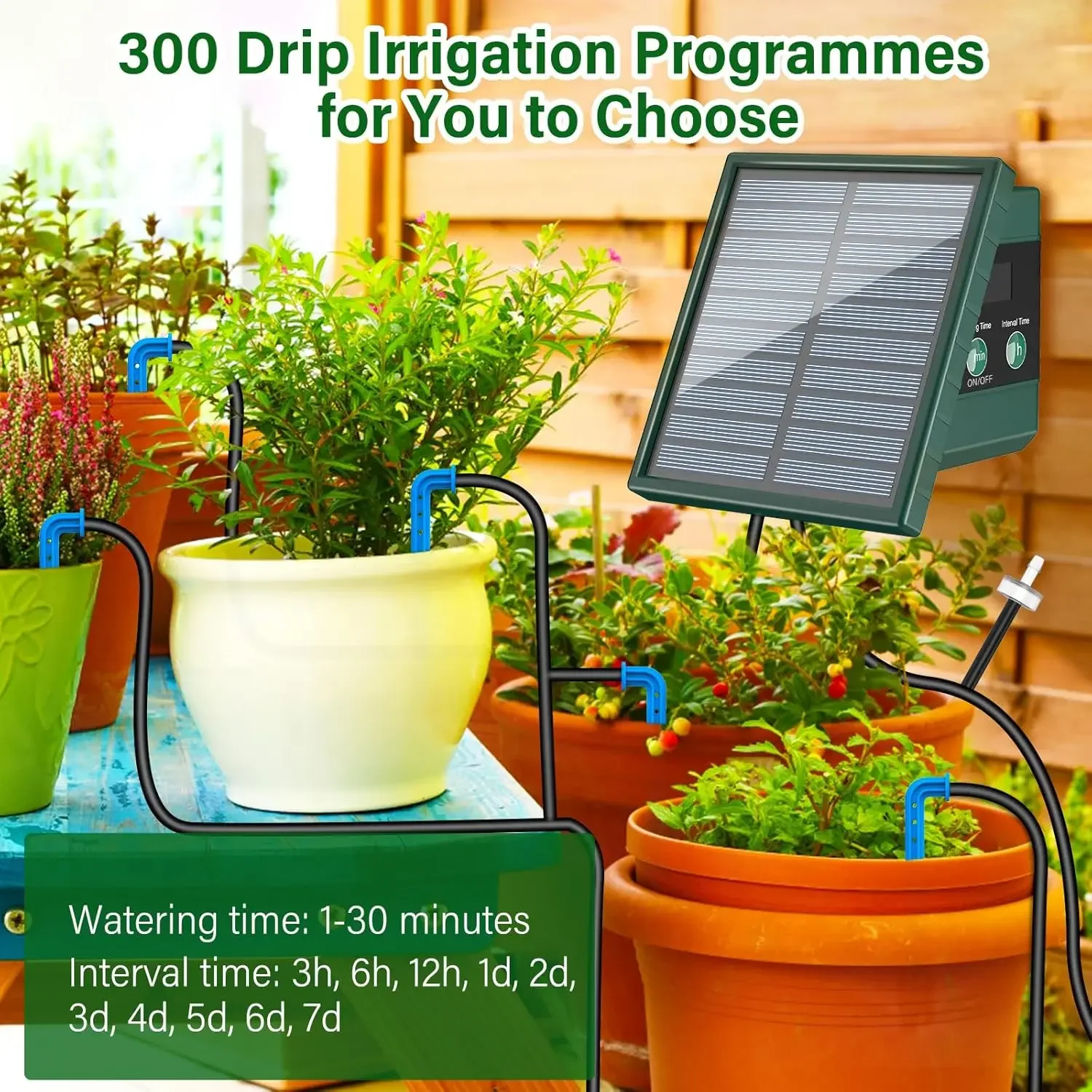 Solar Irrigation System for Garden Balcony Automatic Drip Irrigation System DIY Garden Watering System Drip Hose Irrigation