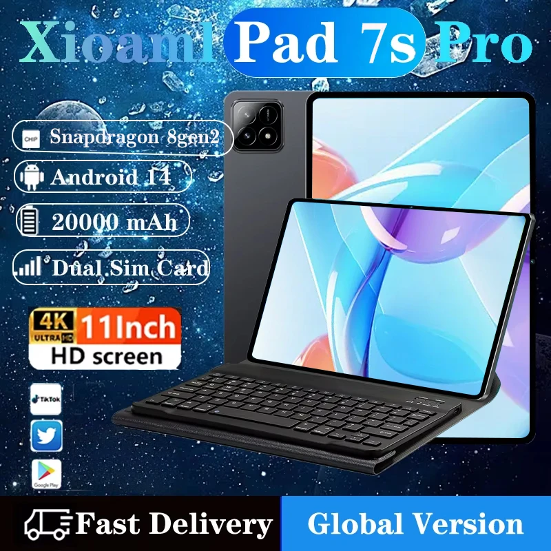 2025 New Original Global Edition Tablet PC Pad 7S Pro Snapdragon 8gen2 Android 14 HD 4K 22GB+2TB 5G Tablet Dual SIM WIFI tablet