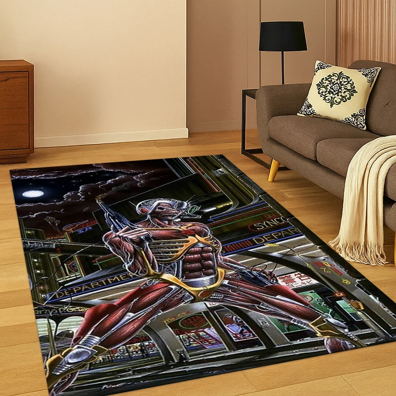 3D I-Iron Maiden Metal Band Carpet Rug for Bedroom Living Room Sofa Playroom Doormat Home Decor,Kid Game Area Rug Non-slip gift