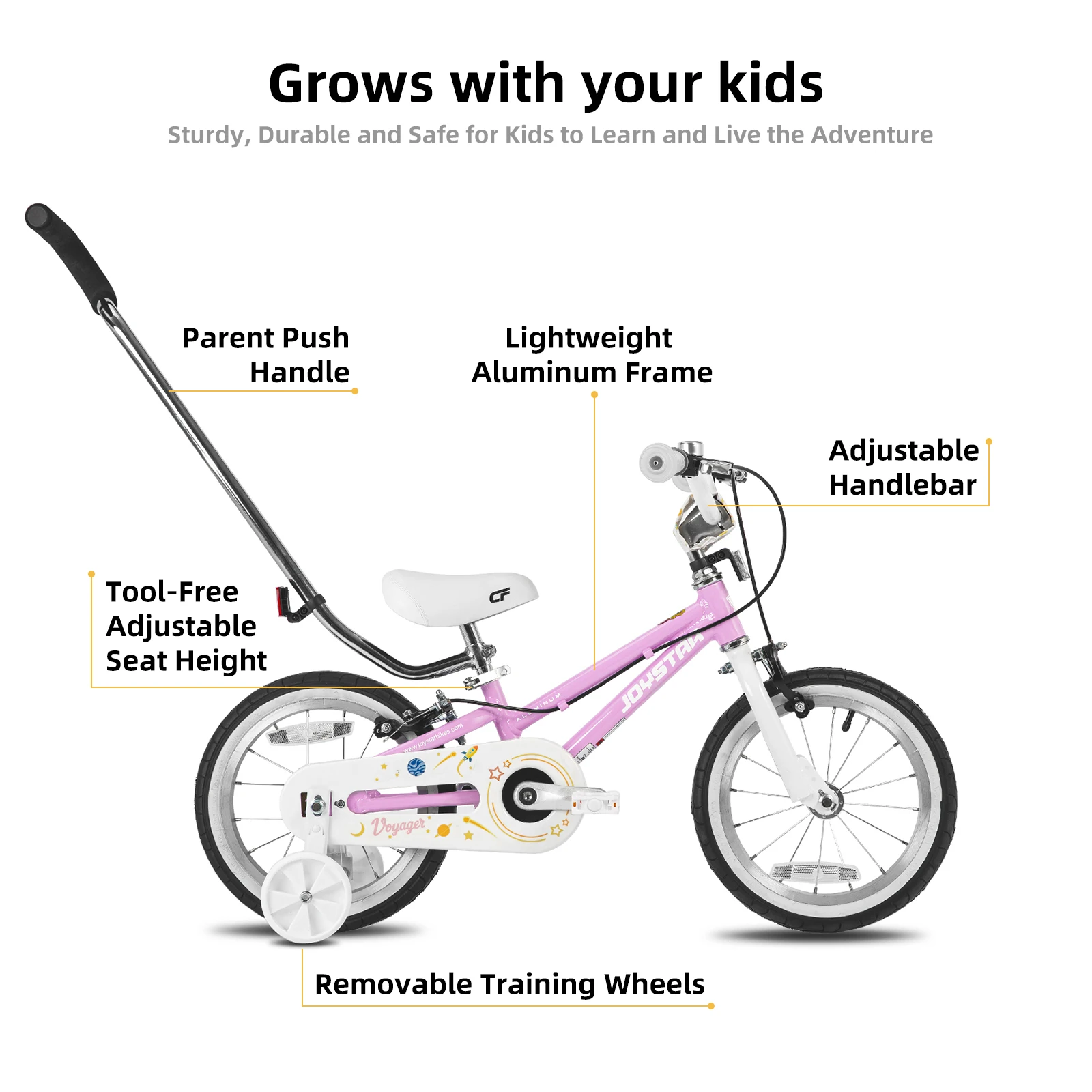 JOYSTAR Voyager 14 18 20 pollici bici per bambini dai 3 ai 12 anni, con telaio in lega di alluminio, bicicletta leggera per bambini per ragazzi e ragazze