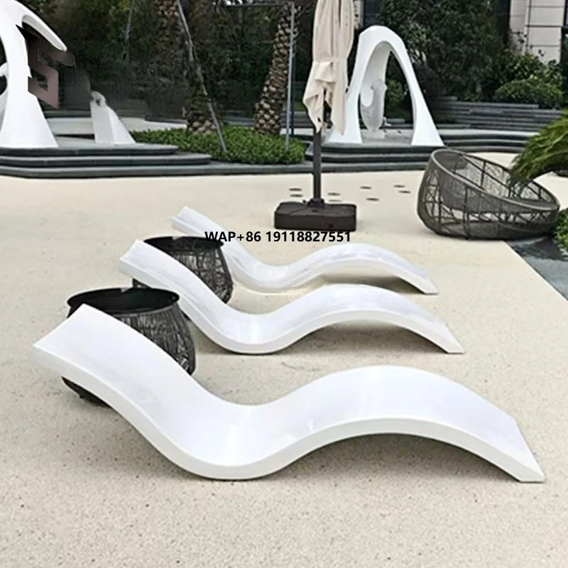 

Luxury Fiberglass Outdoor Chair Garden Beach FRP Lounger in Pool Chair Beach Tanning Sun Loungers Outdoor