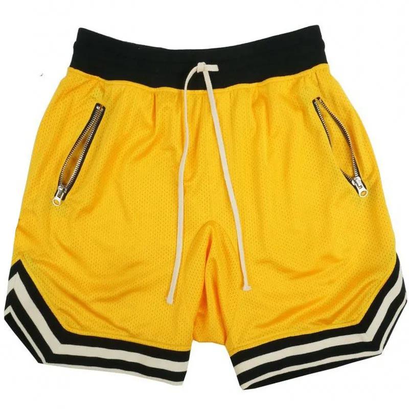 Summer Men Mesh Basketball Shorts 7 Colors Quick Dry Breathable Sports Running Gym Workout Casual Zipper Pocket Jogger Shorts