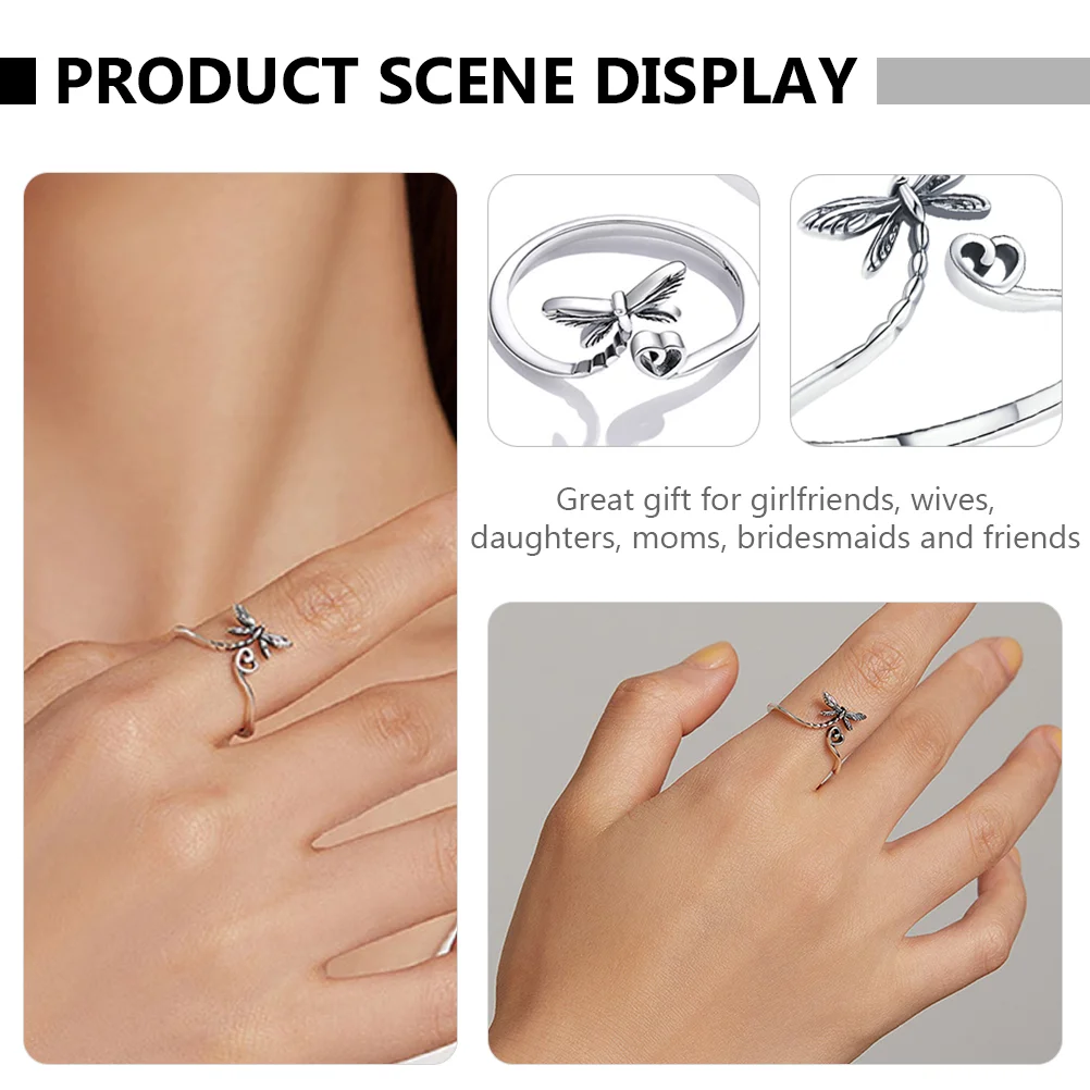 Sterling Silver Dragonfly Ring Girl Finger Rings Insect S925 Jewelry Miss Jewlery