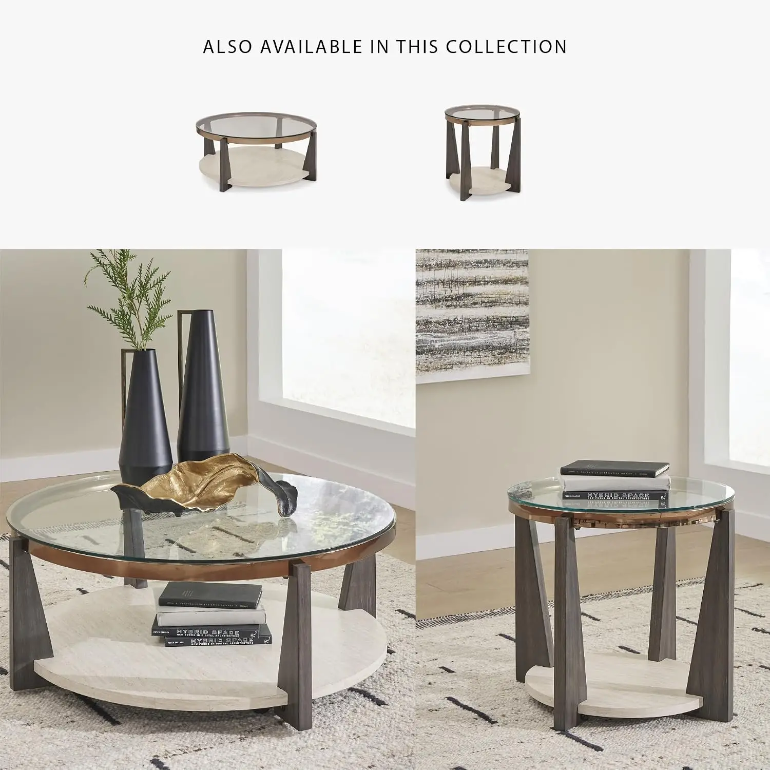 Round Glass Coffee Table Modern Living Room 36