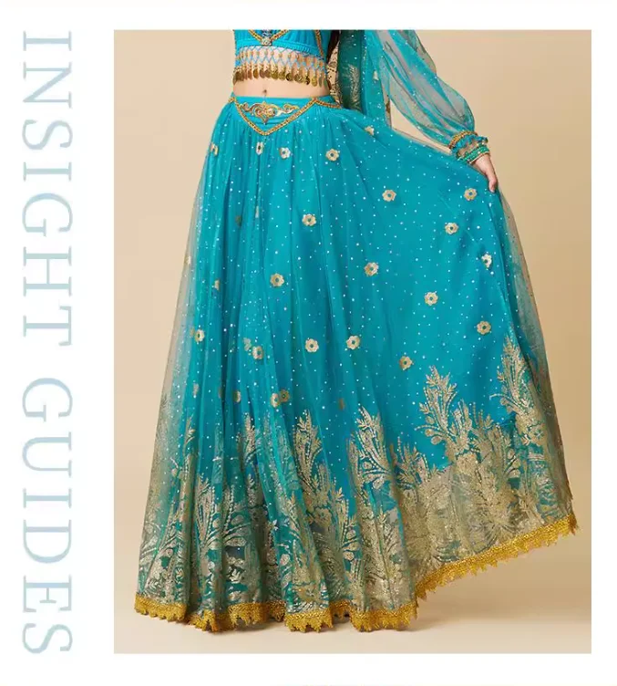 

Костюм индийской танцовщицы с распашной юбкой в западном стиле 720 градусов и полуюбкой