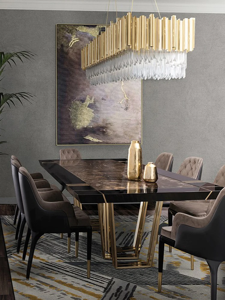 이탈리아 미니멀리스트 대리석 식탁, 모던 미니멀리스트 6 인용 식탁, 개성 있는 가벼운 럭셔리 식탁 의자 조합 