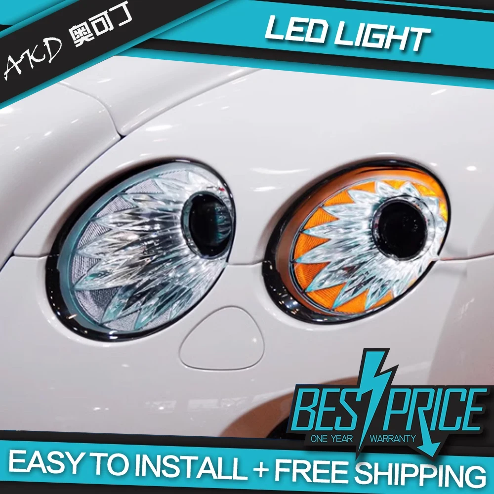 AKD Car Styling Head Lamp for Bentley Continental LED Headlights 2004-2012 LED Headlight Flying Spur DRL  Auto Accessories
