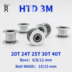 HTD-Synchronous Timing Idler Pulley, rolamento tensor Roda, 3M, 20 dentes, 24 dentes, 25 dentes, 30 dentes, 40 dentes, 6mm, 8mm, 12mm, largura 10mm, 15mm, 3M20T