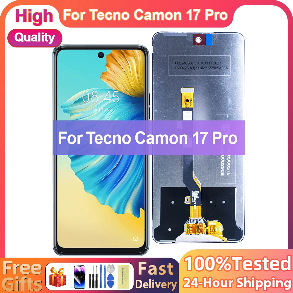 Tested LCD 6.8'' For Tecno Camon 17 Pro 17Pro CG8 CG8h LCD Display Touch Screen Digiziter Assembly For Tecno Camon17 Pro CG8 LCD