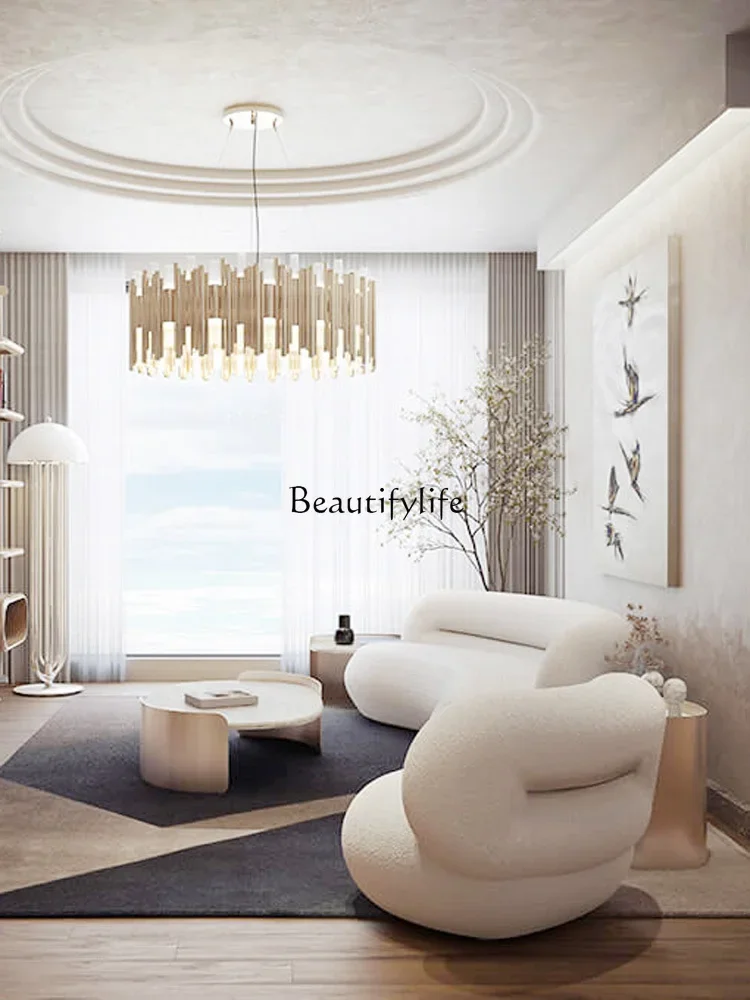 โต๊ะกาแฟหินอ่อนลายวินด์สไตล์มินิมอลแบบอิตาลี FG28 โต๊ะโซฟาห้องนั่งเล่นทันสมัยเรียบง่าย