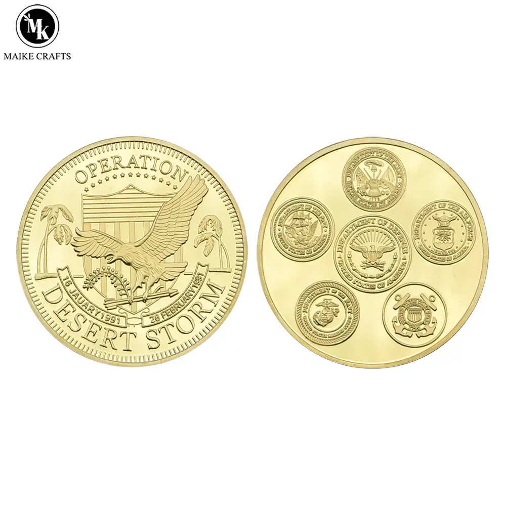 1991 Operation Desert Storm Challenge Coin Gold Plated Metal Badge Craft War Coin Commemorative Collection Business Gift