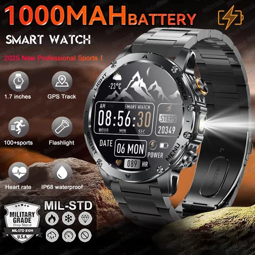 T-rex 3 grado militar 1000mAh batería reloj inteligente IP68 impermeable GPS Bluetooth llamada AMOLED HD hombres deportes 2025 nuevo reloj inteligente
