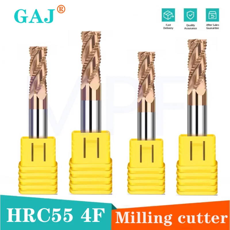 

HRC55 Roughing End Mill Carbide 4 Flutes Tungsten Steel Milling Cutter CNC Milling Tools Router Bits 4mm 6mm 8mm 10mm 12mm 16mm