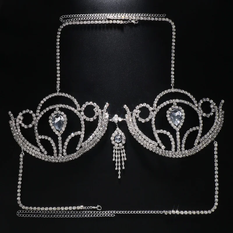 

Женские украшения для тела, преувеличенный бюстгальтер с каплями воды, цепочка для тела с кисточками, сексуальная индивидуальная цепочка для ночного клуба, бюстгальтер для вечеринок в ночном клубе