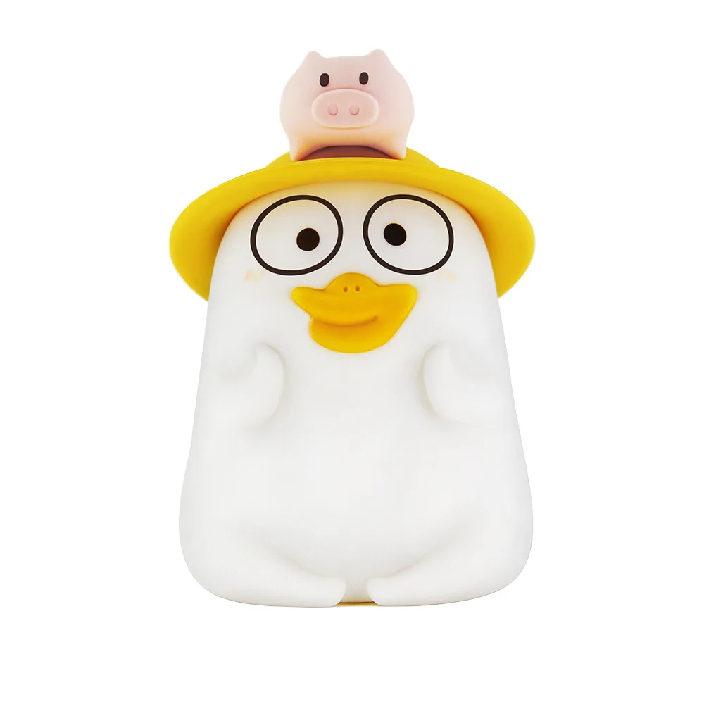 Lampe USB en silicone de dessin animé créatif et personnalisé, lampe de tapotement de canard, ornement de bureau, veilleuse chronométrée, chambre et chevet