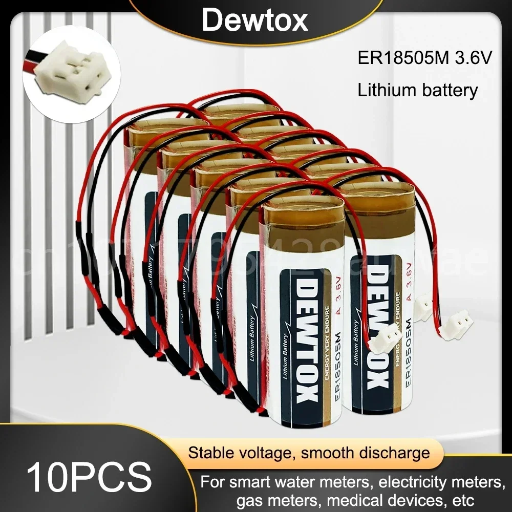 10PCS NEW Original ER18505M Lithium Battery 3.6V 3500mah ER18505 18500 PLC Control With White Battery