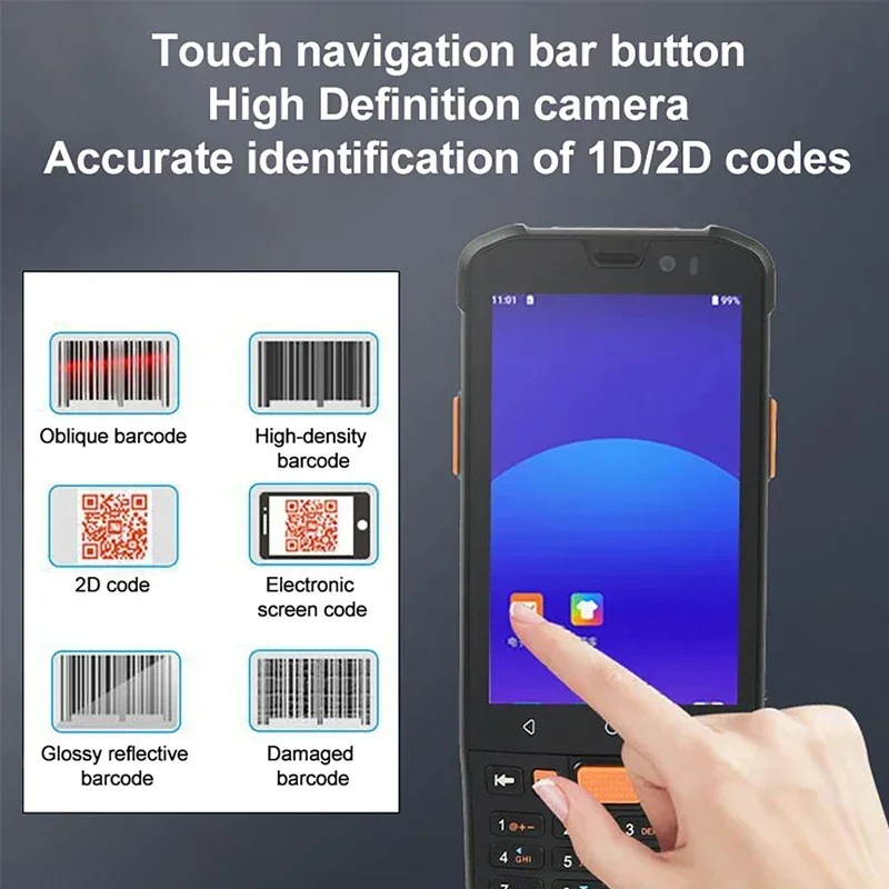 4G Rugged PDA Industrial Android 11 RAM/ROM 4GB+64GB Handheld Terminal with 1D Barcode QR Scanner Data Collector 5000mAh Device