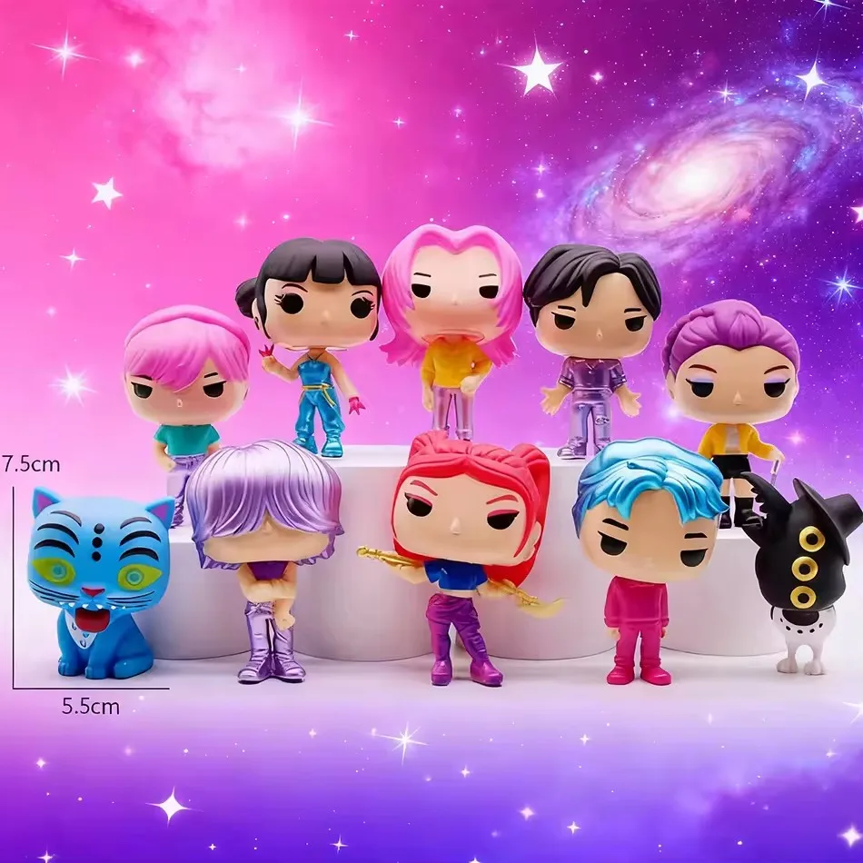 10 pçs kpop demônio caçadores figura pvc modelo anime estatueta coleção estátua decoração de mesa bonecas crianças brinquedos presentes do dia das bruxas