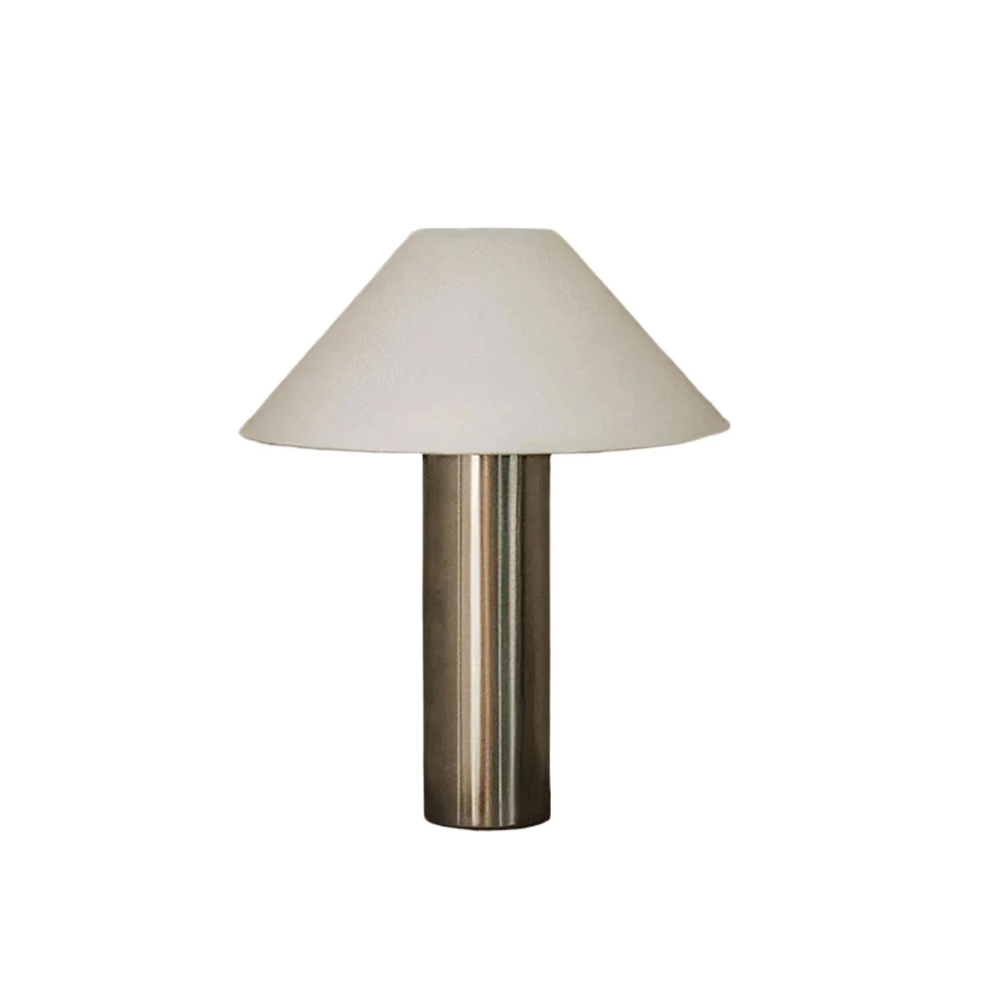 Modern Stainless Steel Base, Polished Nickel Color LED Table Lamp With Fabric Lampshade, Suitable For Living Room,