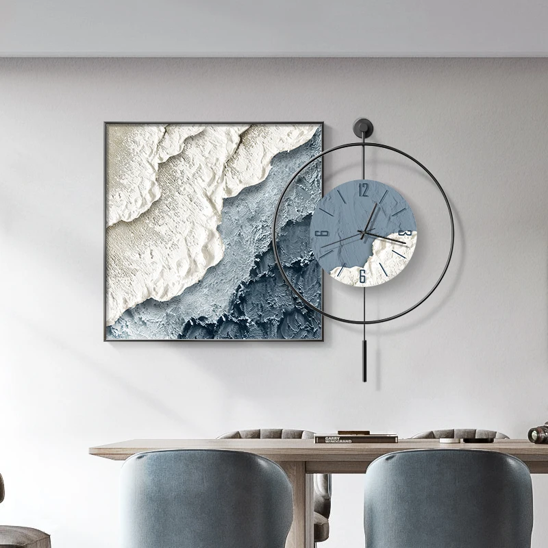 Grande arte mural relógio de parede luxo sala estar restaurante nordic relógio parede silencioso estética relogio de parede decoração para casa