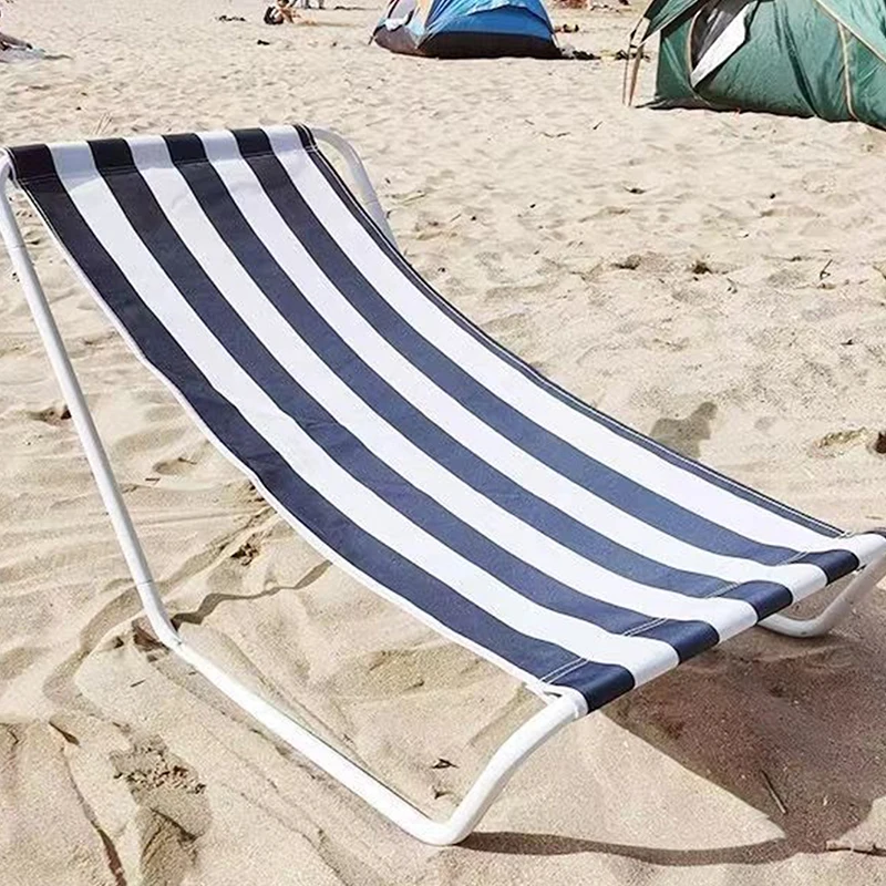 New outdoor camping beach chair, portable lounge chair, foldable simple nap bed, camping fishing leisure chair with storage bag, image 5