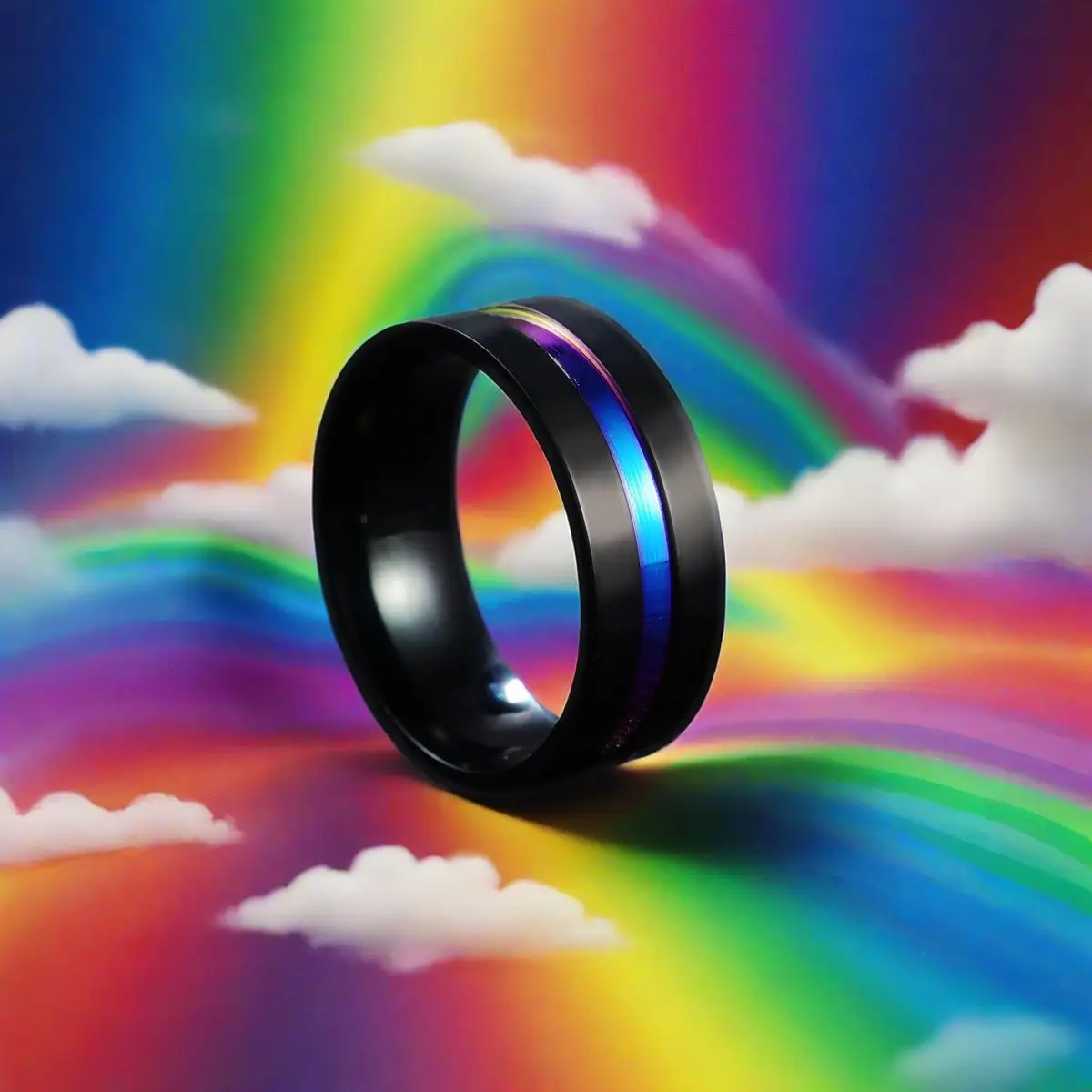 الرجال 8mm الملونة الفاخرة رومانسية زوجين خواتم الزفاف الفرقة مثلي الجنس مثليه فخر المجوهرات