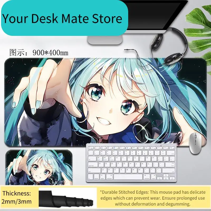 Hatsune Miku Wedding Dress Anime Extended Gaming Mouse Pad Non-Slip Anti-Dirt Large Desk Mat view 2