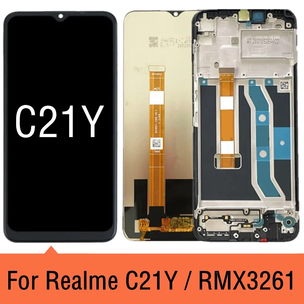 

ЖК-дисплей 6,5 дюйма для Oppo Realme C21Y RMX3261, сенсорный экран с рамкой для Oppo C21Y RMX3263, сменный ЖК-дисплей