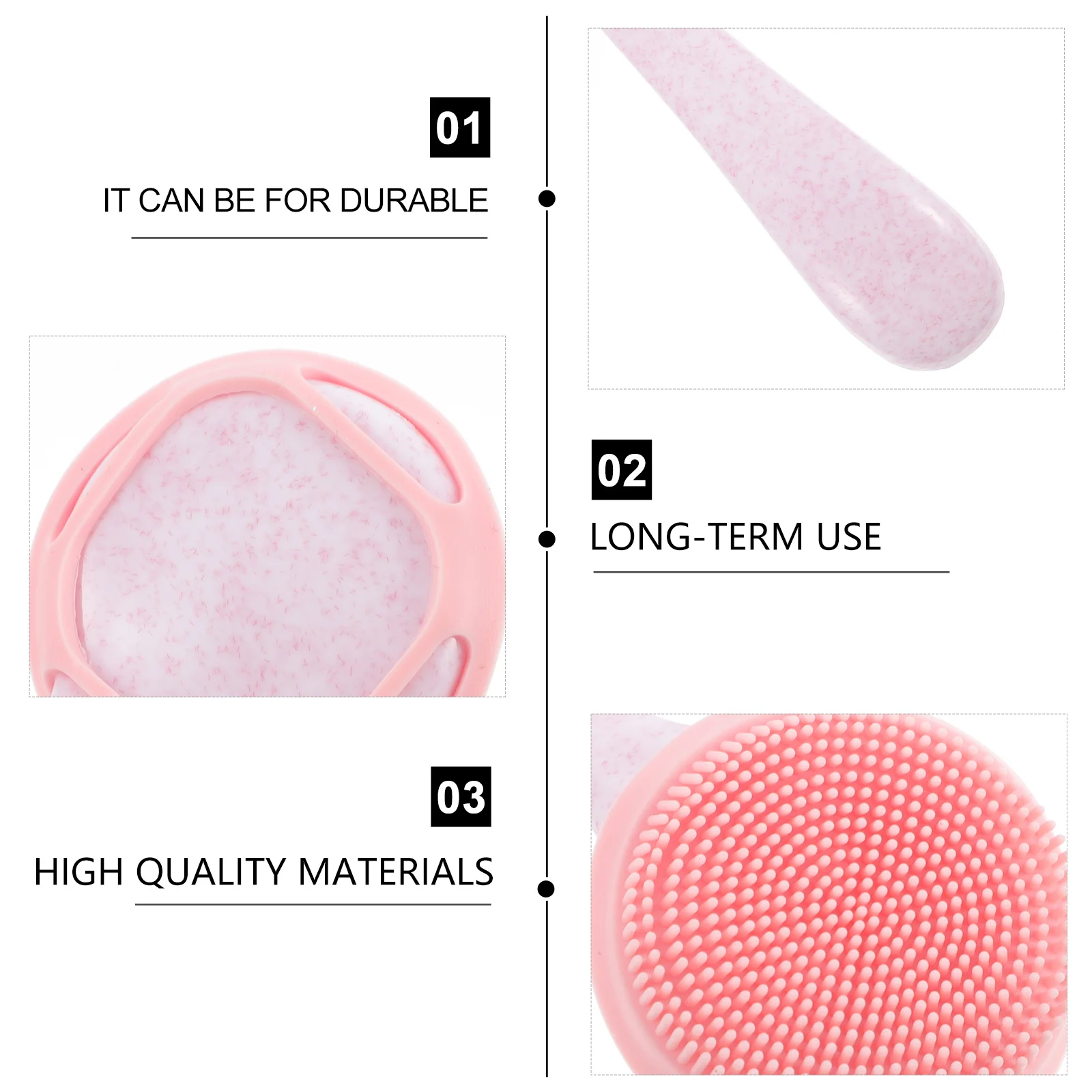 

3pcs Silicone Face Cleansing Brush Deep Pore Cleaning Gentle Facial Scrubber Massager Long Handle Easy Foaming Non-Irritating