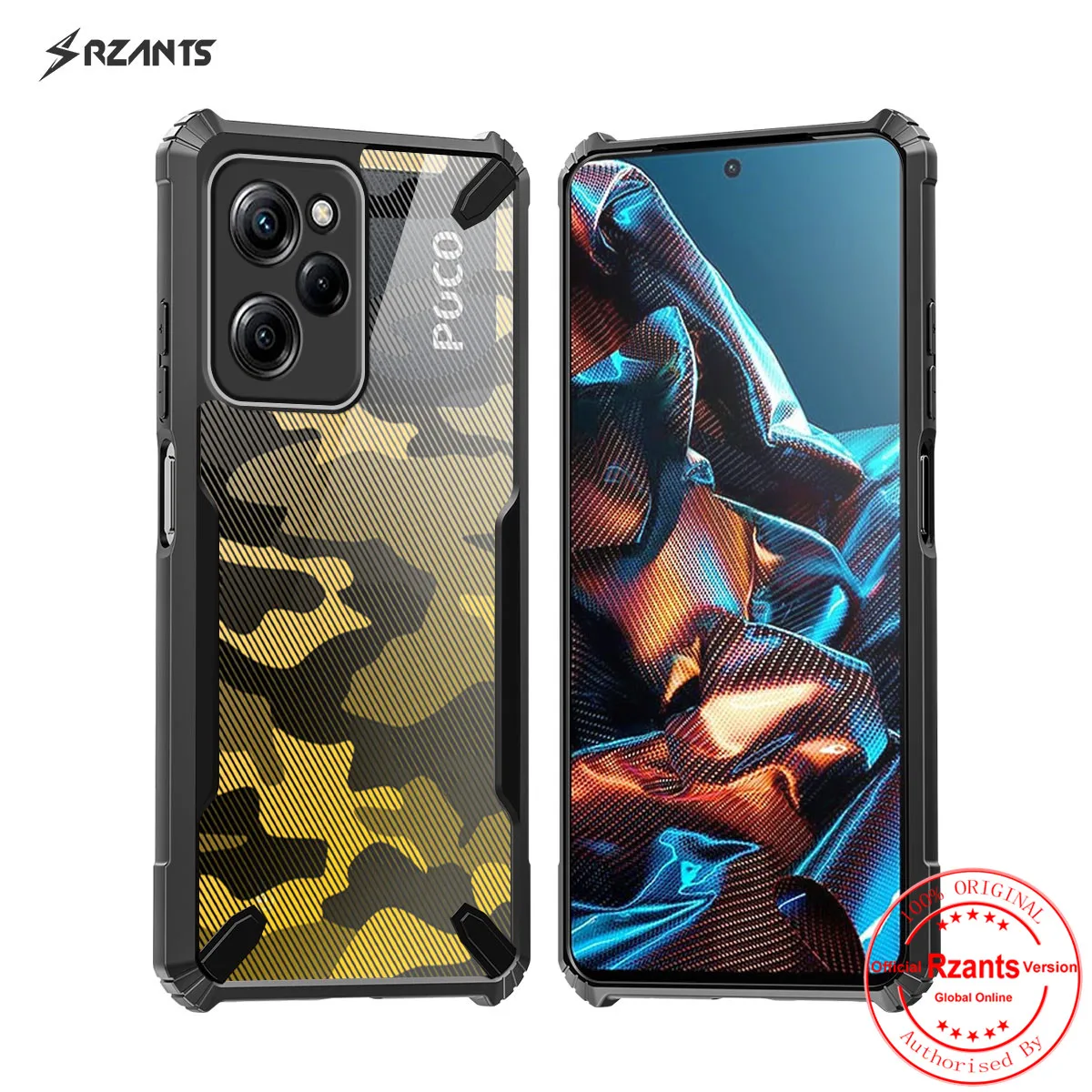 Rzants For Xiaomi Poco X5 Pro 5G Case Hard [Camouflage Bull] Shockproof Slim Crystal Clear Cover Funda Thin Casing