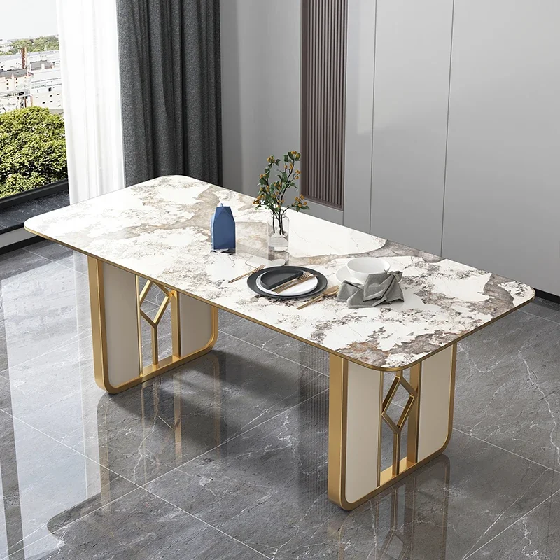 Light luxury rock slab marble dining table tripod, desk coffee table, office desk tripod, iron base, stainless steel table leg b