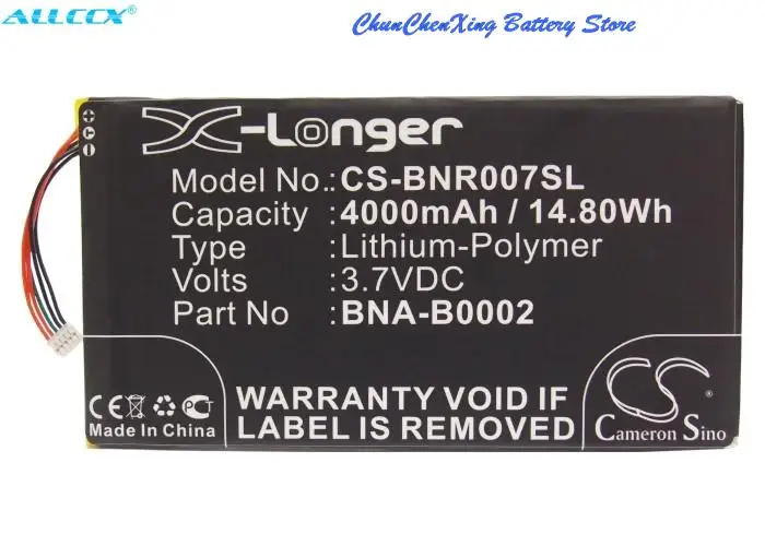 Cameron Sino 4000mAh Battery BNA-B0002, L83-4977-266-01-4 for Barnes & Noble BNRV400, BNTV400, NOOK HD 7 tablet