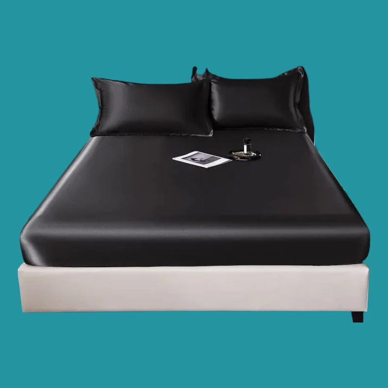 

Новинка 2025 года, однотонный простынь из ледяного шелка, прохладный шелковый матрас, защитный чехол, нескользящий атласный пылезащитный чехол без матраса