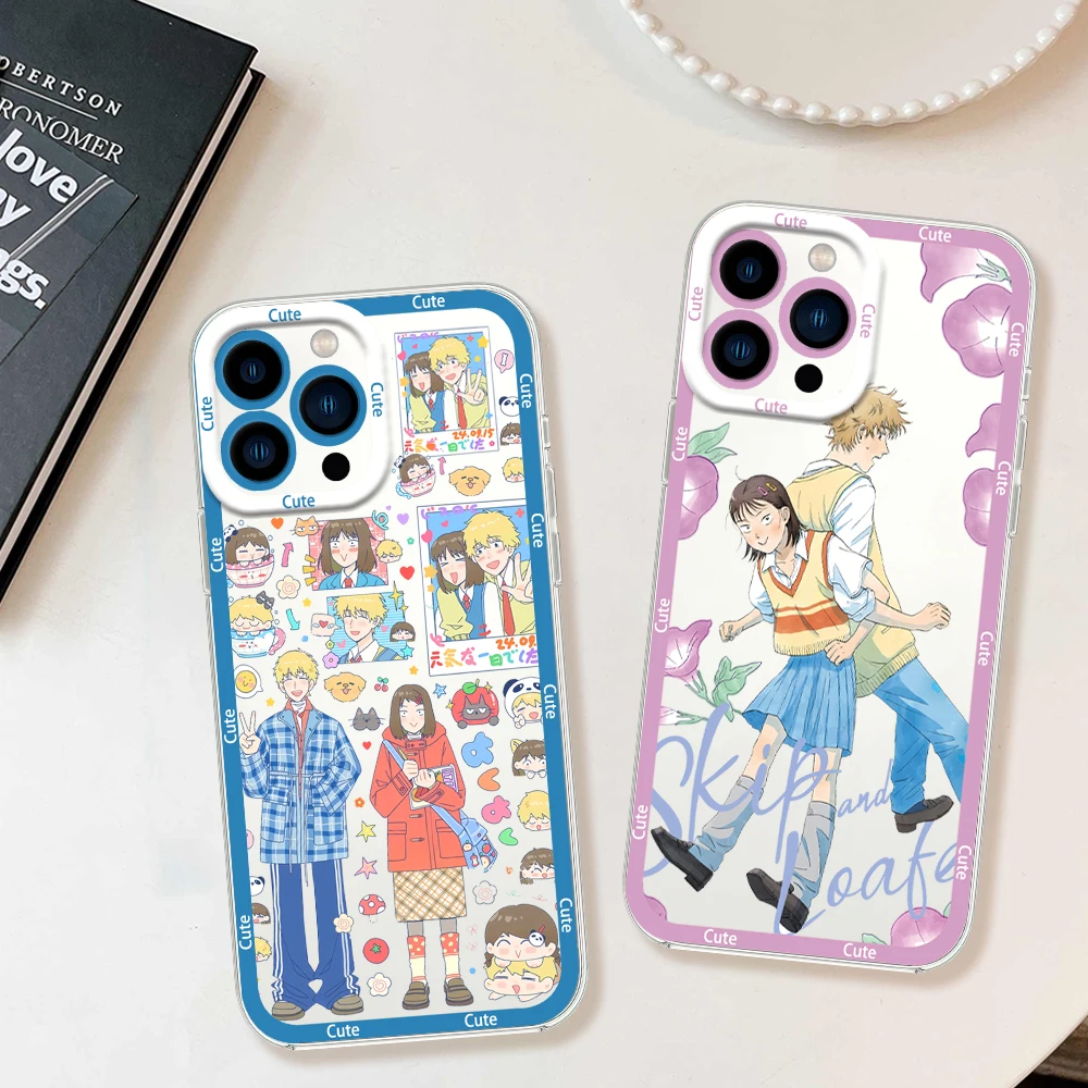 Anime Manga S-Skip y mocasines para iPhone 12 11 13 14 15 16 Max Pro Plus Mini cubierta protectora carcasa de bisel transparente