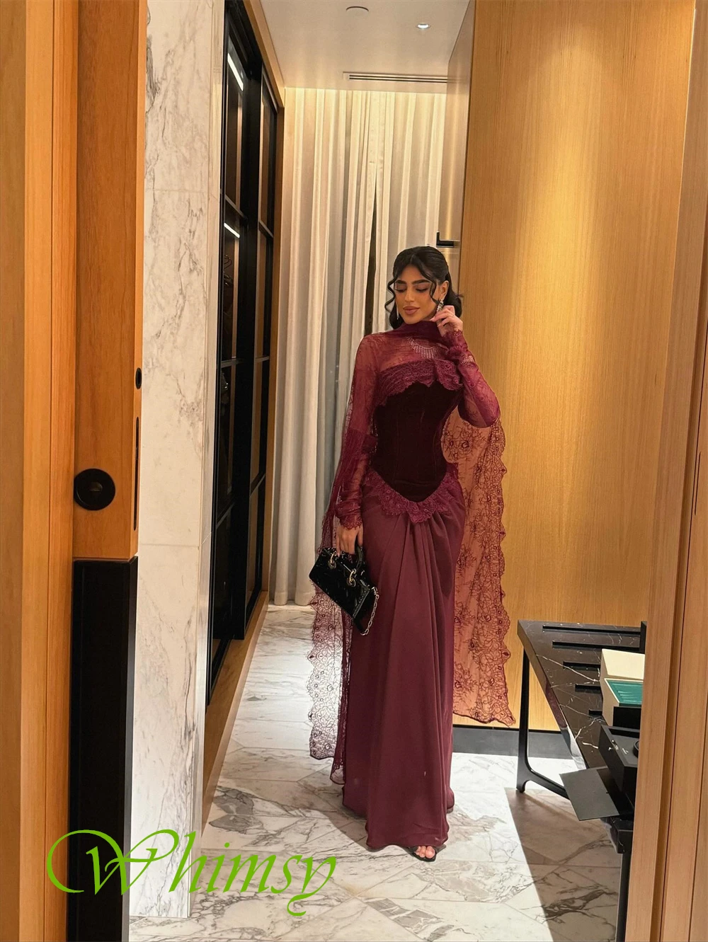 فستان سهرة جيرسي فاخر مخصص رائع بياقة عالية وأكمام طويلة فساتين لحضور الحفلات الموسيقية الحديثة سويب تراين فساتين المناسبات الخاصة