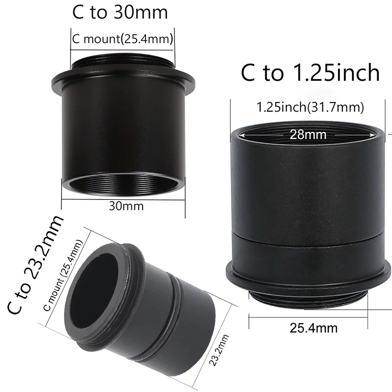 1.25 Polegada ou 23.2mm ou 30mm para C-Mount Adaptador Conversor C/CS Interface CCD Filmadora Câmera CCTV para Telescópio